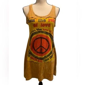 Women’s Sleeves Dress Peace Hippie summer festival cotton dress S/M